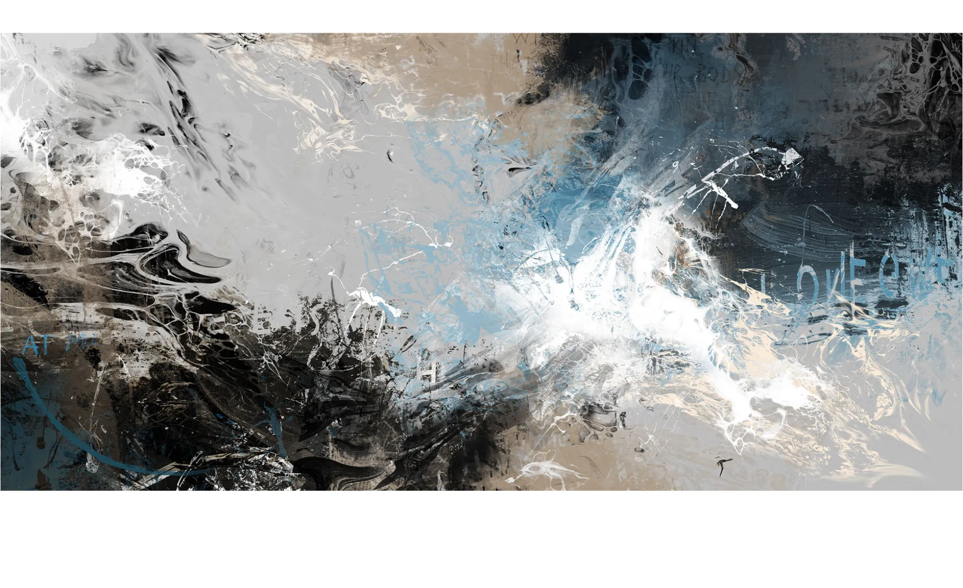 Alubild Abstract Black & Blue 100 x 200 cm