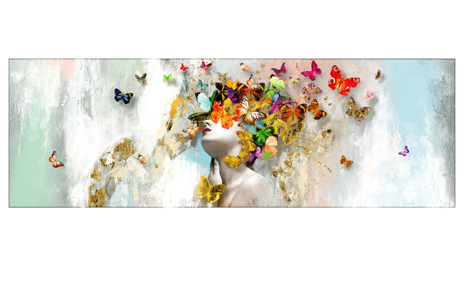 Alubild Butterflies in the Face 50 x 150 cm