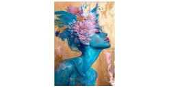 Alubild Flowers On Blue Face I 70 x 100 cm