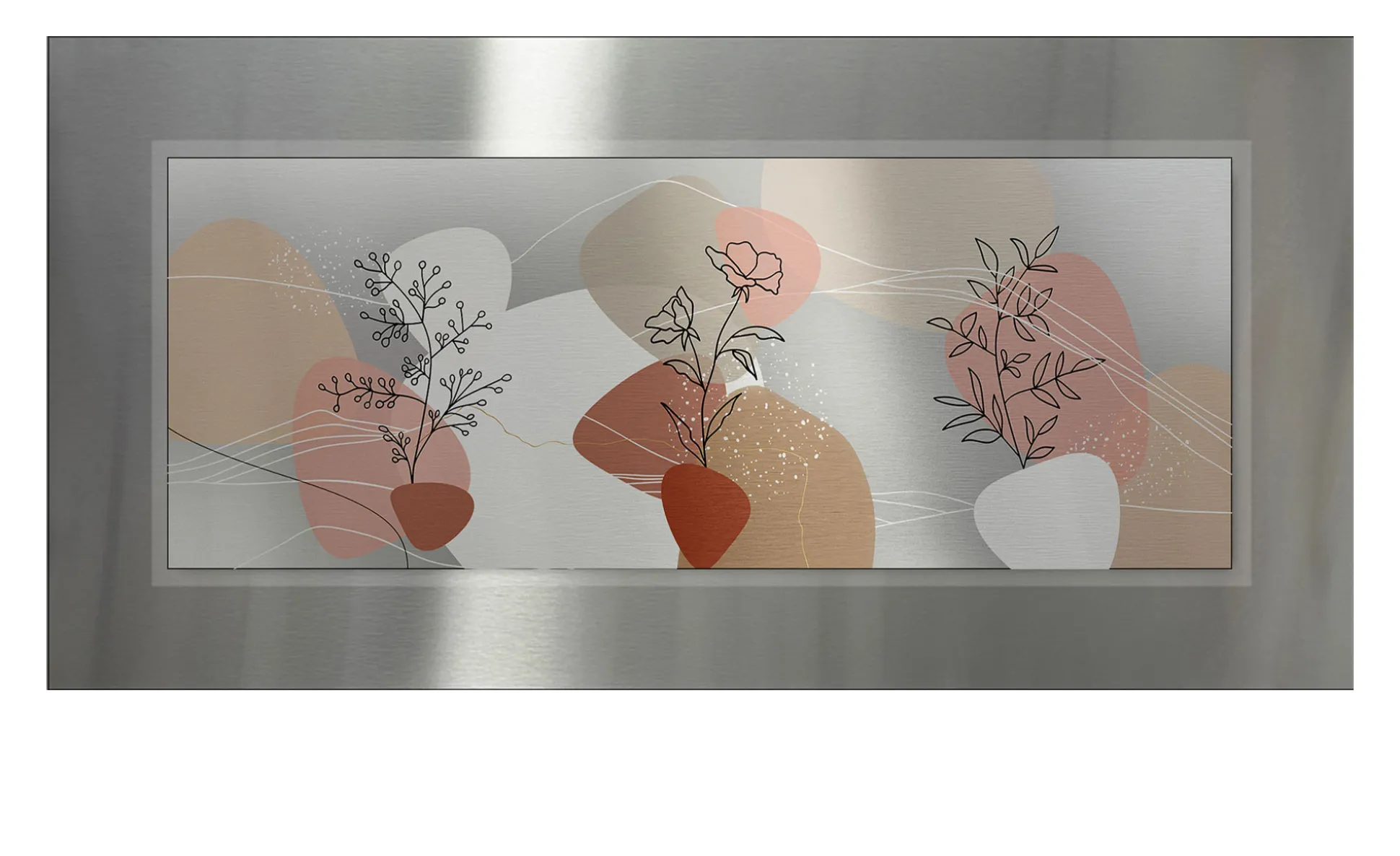 Alubild Line Art Leaves 50 x 100 cm