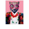 Glasbild Cat with Glasses 60 x 80 cm