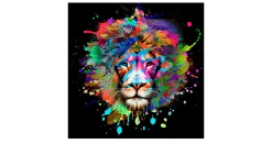 Glasbild Colorful Lion Head 30 x 30 cm