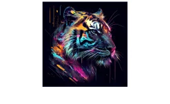 Glasbild Colorful Tiger Head 30 x 30 cm