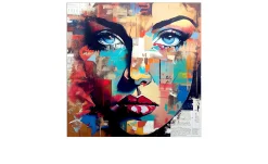 Glasbild Colorful Woman Portrait 30 x 30 cm