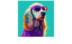 Glasbild Dog With Sunglasses II 20 x 20 cm
