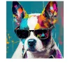 Glasbild Dog with Sunglasses 30 x 30 cm