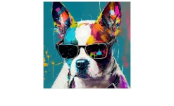 Glasbild Dog with Sunglasses 50 x 50 cm