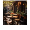 Glasbild Little Street Cafe II 30 x 30 cm