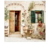 Glasbild Mediterranean House 30 x 30 cm
