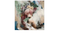Handpainting Original Flower Face 100 x 100 cm