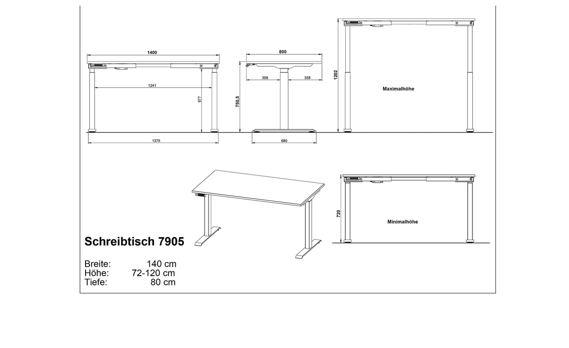 Höhenverstellbarer Schreibtisch Jet