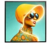 LED-Rahmenbild Sun Hat Woman 80 x 80 cm