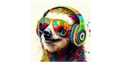 Leinwandbild Animals with Headphones III 27 x 27 cm