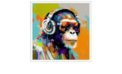 Rahmenbild Amimals with Headphones 53 x 53 cm