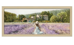 Rahmenbild Durch das Lavendelfeld 60 x 130 cm