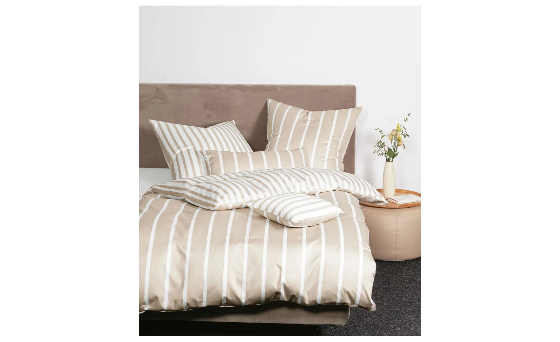 Satin-Bettwäsche 155 x 220 cm Beige