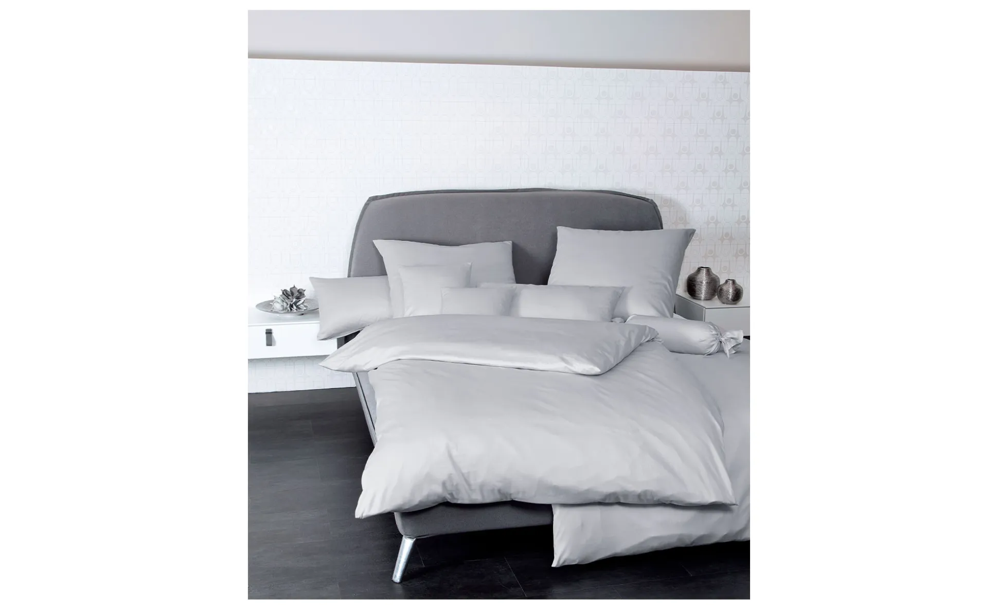 Satin-Bettwäsche 155 x 220 cm Platin